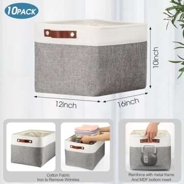 Uiifan 10 Pcs Collapsible Storage Bins – Stylish Fabric Organizers for Home & Nursery