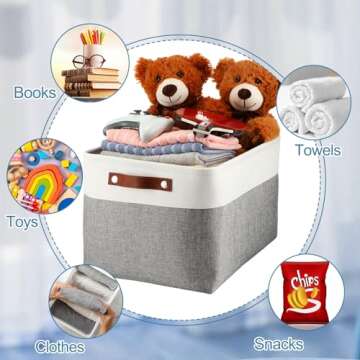 Uiifan Collapsible Storage Bins - 10 Pcs Fabric Organizers