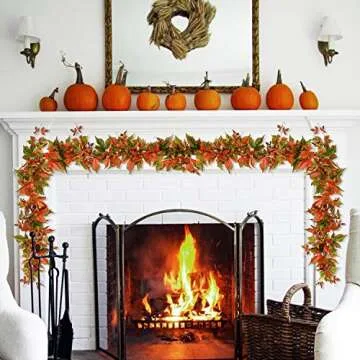 Lvydec 2 Pack Fall Maple Garland - 6.5ft Artificial Autumn Decor Set