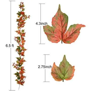 Lvydec Fall Maple Garland 6.5ft - Autumn Decor Set
