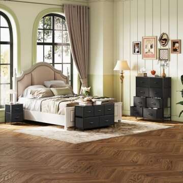 WLIVE 2-Drawer Nightstand, 5-Drawer and 8-Drawer Dresser Set, Fabric Storage Tower for Bedroom, Hall...