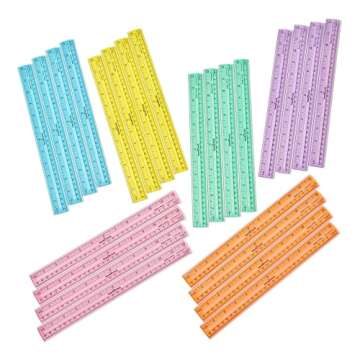 hand2mind Colorful Safe-T Plastic Rulers for Kids