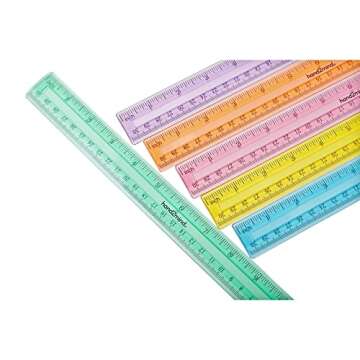 hand2mind Colorful Safe-T Plastic Rulers for Kids