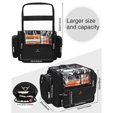 Makeup Brush Bag, Professional Makeup Case Extra Large Capacity Makeup Artist Bag Stand-up Cosmetic Bag Travel Makeup Brush Case with Shoulder Strap and Adjustable Divider