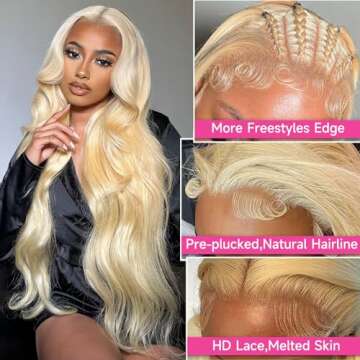 Cloudeer 613 13x6 Lace Front Wig Human Hair 28 Inch 200 Density Blonde Body Wave Lace Front Wigs Hum...