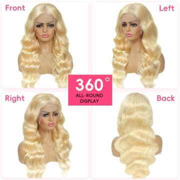 Cloudeer 613 13x6 Lace Front Wig Human Hair 28 Inch 200 Density Blonde Body Wave Lace Front Wigs Human Hair Blonde Wig Human Hair Lace Front Wigs HD Lace Frontal Wigs Human Hair Pre Plucked 613 Wig
