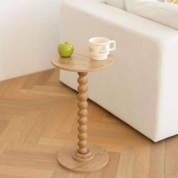 Fultyle Small Side Table, Drink Table for Small Spaces, Modern Accent Table Martini Table with Solid...