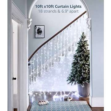 Lighting EVER Curtain Lights Cool White, 306 LED Plug in Hanging Fairy String Lights for Bedroom Wal...