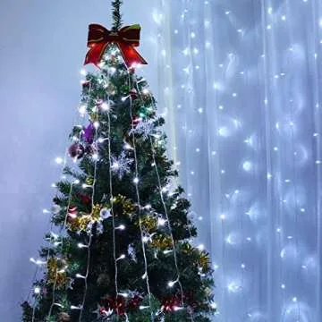 Lighting EVER Curtain Lights Cool White, 306 LED Plug in Hanging Fairy String Lights for Bedroom Wall, Indoor Outdoor Backdrop Lights for Wedding Party Patio (10x10ft, 18 Strings 6.9" Apart)