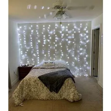 Lighting EVER Curtain Lights Cool White, 306 LED Plug in Hanging Fairy String Lights for Bedroom Wall, Indoor Outdoor Backdrop Lights for Wedding Party Patio (10x10ft, 18 Strings 6.9" Apart)