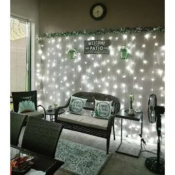 Lighting EVER Curtain Lights Cool White, 306 LED Plug in Hanging Fairy String Lights for Bedroom Wall, Indoor Outdoor Backdrop Lights for Wedding Party Patio (10x10ft, 18 Strings 6.9" Apart)