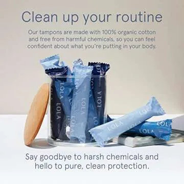 LOLA Organic Cotton Tampons - 60 Count for Comfortable Protection