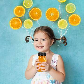 TOMNK 48pcs Juice Bottles, 4oz Plastic Bottles with Caps, 4oz Plastic Containers with Lids Empty Reusable Clear Bottles with Label, Funnel and Brush Beverage for Juicing, Smoothies, Drinking, Fridge