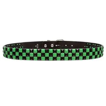 Snap On Punk Rock Star Studded Belt - Black & Green Style
