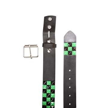 Snap On Punk Rock Star Studded Belt - Black & Green Style