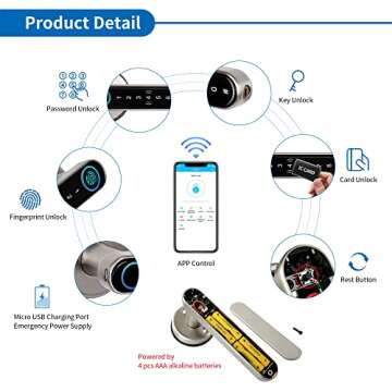 Smart Lock,CATCHFACE Fingerprint Door Lock Keyless Entry Door Lock Biometric Door Lock TTlock Smart ...