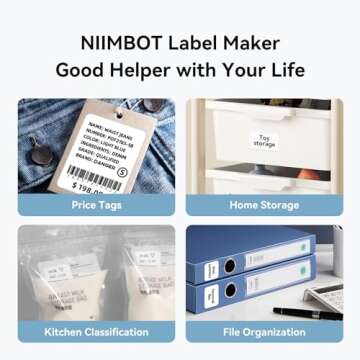 NIIMBOT B1 Label Maker Machine with Tape, 2 Inch Portable Sticker Printer for Home School & Small Business, Compatible with Phones & PC, Blue White