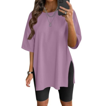 VNIRA Oversized T Shirt for Women Loose Fit Cotton Short Sleeve Workout Top Summer Casual Blouse Bas...