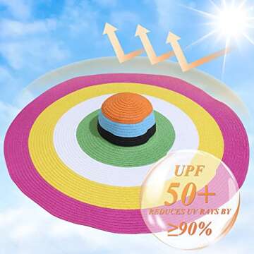 Stylish Oversized Sun Straw Hat for Women - UPF 50+ Protection