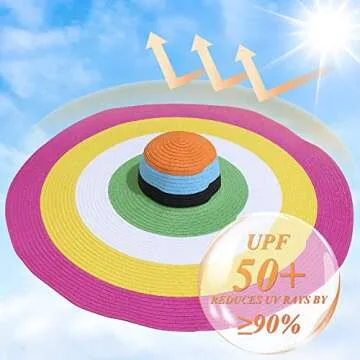 Stylish Oversized Sun Straw Hat for Women - UPF 50+ Protection