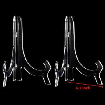 2 Pieces, 9.8 Inches Clear Acrylic Easels Display Stands/Plate Stands for Display Photos Holder Pict...