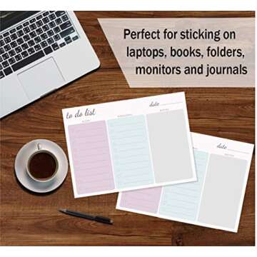 Large Work Home to Do List Sticky Notes, 8x6 inches by DAILY RITMO (Pastel)