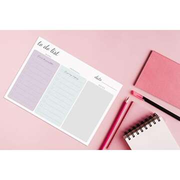 Large Work Home to Do List Sticky Notes, 8x6 inches by DAILY RITMO (Pastel)