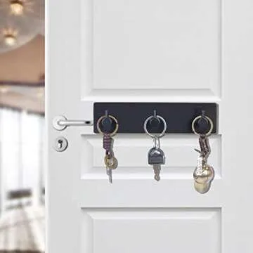 soclim Key Holder (3 Hooks) - Sturdy Self Adhesive Stainless Steel, Matte Black, Wall Mount, Damage ...