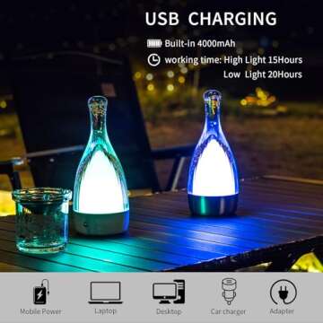 Table Lamp for Bedroom,Small Desk Lamp Dimmable 4 Gears:3000K/4000K/6000K/RGB,4000mAh Rechargeable B...