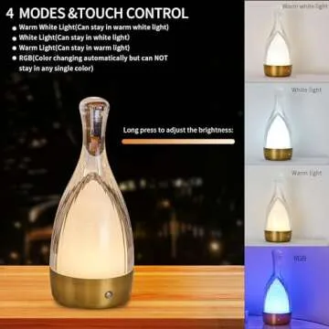 Table Lamp for Bedroom,Small Desk Lamp Dimmable 4 Gears:3000K/4000K/6000K/RGB,4000mAh Rechargeable Battery bedside lamps, LED Cordless Desk Light for Couple Dinner/Coffee Table/Restaurant/Bedroom