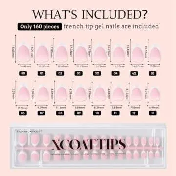 BTArtboxnails French Tip Press on Nails Extra Short Almond XCOATTIPS