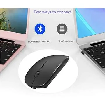 PEIBO Bluetooth Wireless Mouse for Laptop mac MacBook ipad MacBook air MacBook pro pc Desktop Computer Windows Chromebook Notebook (Black)