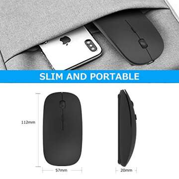 PEIBO Bluetooth Wireless Mouse for Laptop mac MacBook ipad MacBook air MacBook pro pc Desktop Computer Windows Chromebook Notebook (Black)