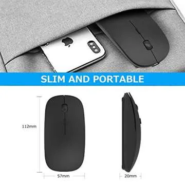 PEIBO Bluetooth Wireless Mouse for Laptop mac MacBook ipad MacBook air MacBook pro pc Desktop Computer Windows Chromebook Notebook (Black)