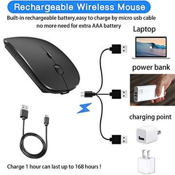 PEIBO Bluetooth Wireless Mouse for Laptop mac MacBook ipad MacBook air MacBook pro pc Desktop Computer Windows Chromebook Notebook (Black)