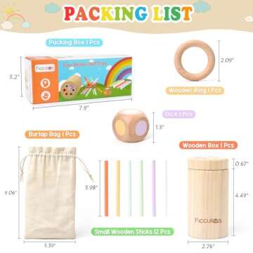 FICCURYS Montessori Toys for Toddlers 1-3,Fine Motor Skills Toys for Toddlers 1-3,Educational Toys for Baby 6-12 Months,Wooden Kids Sensory Sticks for Birthdays