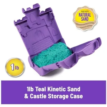 Kinetic Sand Castle Case 1lb Teal - Sensory Toy for Kids