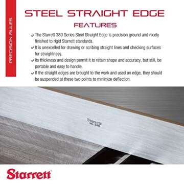Starrett 380-48 Steel Straight Edge - Precision Tool for Straightness