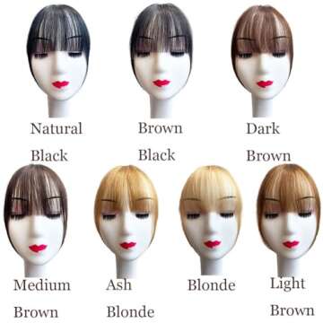 Bangs Hair Clip in Bangs 100% Real Human Hair Extensions Wispy Bangs French Bangs Clip on Air Bangs for Women (A-Brown Black, Wispy Bangs)