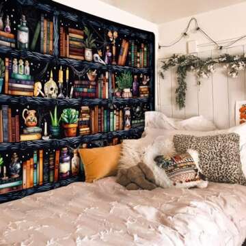 Enchanting Uspring Bookshelf Tapestry for Home Decor
