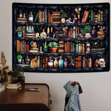 Enchanting Uspring Bookshelf Tapestry for Home Decor