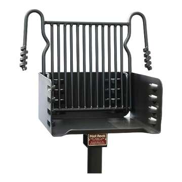 Pilot Rock Park Style Heavy Duty Steel Outdoor BBQ Charcoal Grill with Cooking Grate and 360 Degree ...