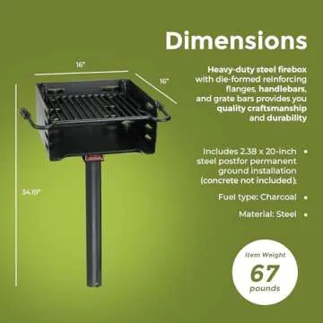 Pilot Rock Heavy Duty BBQ Grill with 360 Degree Rotating Post