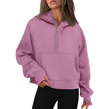 WYNNQUE Womens Hoodies Oversized Sweatshirts Half Quarter Zip Pullover Cropped Long Sleeve Fall Outf...
