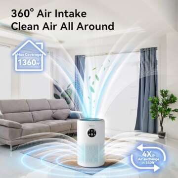 Air Purifiers for Home Pets Large Room Up to 1360 Ft², Tailulu D10 HEPA Air Purifiers for Bedroom w...