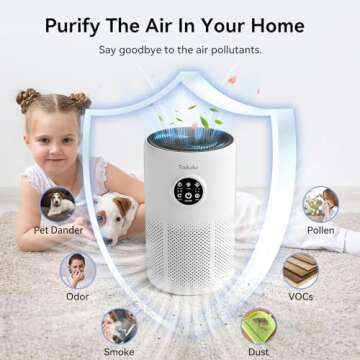 Air Purifiers for Home Pets Large Room Up to 1360 Ft², Tailulu D10 HEPA Air Purifiers for Bedroom with 15dB Sleep Mode, Air Filter for Pet Dander Smoke Odor Dust Pollen with Timer Fragrance Sponge