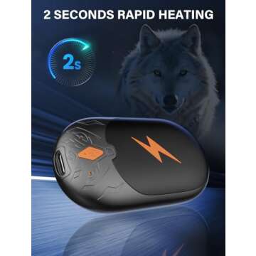 Hand Warmers Rechargeable 2 Pack, 8000mAh Portable Magnetic Electric Hand Warmer, Wolf-Shape Reusable Pocket Heater Up to 24 Hrs, Winter Gifts for Camping, Hunting, Fishing, Christmas