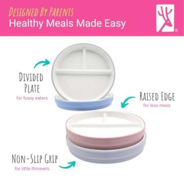 Elk and Friends Kids Porcelain Plates with Silicone Sleeves