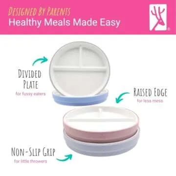 Elk and Friends Kids Porcelain Plates with Silicone Sleeves