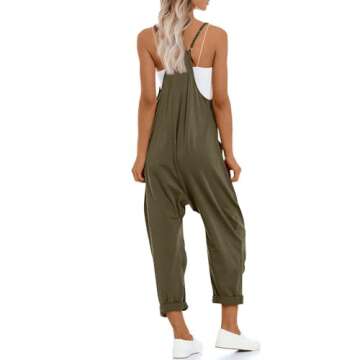 UNIANKIYA One Piece Jumpsuits for Women Casual Sleeveless Spaghetti Strap Rompers Summer Overalls Be...
